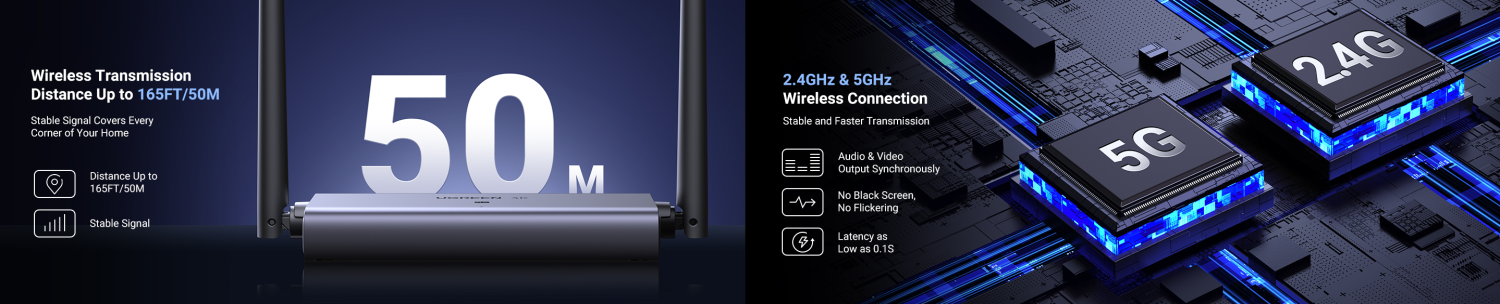UGREEN belaidis HDMI siųstuvas ir imtuvas 4K30Hz, 1080P@60Hz iki 50m CM586 aprašymas - Prekės nuotrauka