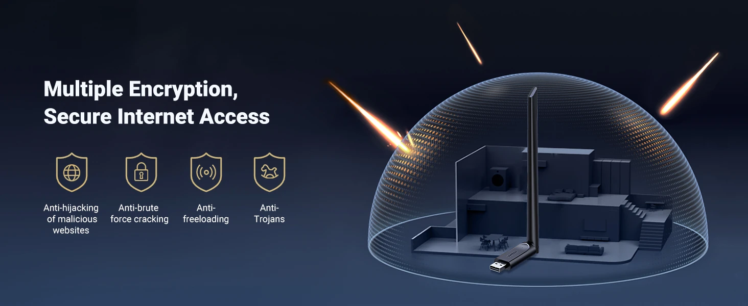 Ugreen Wi-Fi USB-A adapteris 2.4GHz 287Mbit/s + 5GHz 600Mbit/s su išorine antena 6dBi, juodas aprašymas - Prekės nuotrauka