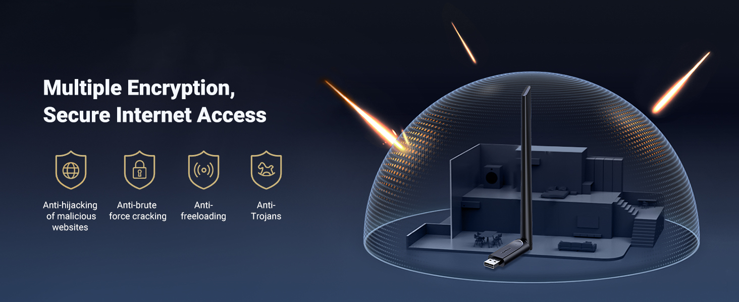 Ugreen Wi-Fi USB-A adapteris 2.4GHz 287Mb/s + 5GHz 600Mb/s su išorine antena 6dBi, juodas aprašymas - Prekės nuotrauka