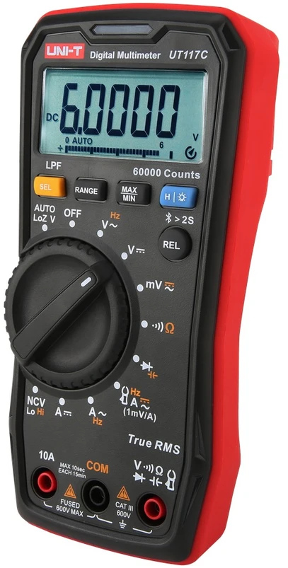 Didelio tikslumo skaitmeninis multimetras AC/DC 600V; AC/DC 10A; 50kHz; 40MΩ; 1000uF; LoZ; LPF; NCV; 60000; True RMS; BT, UNI-T