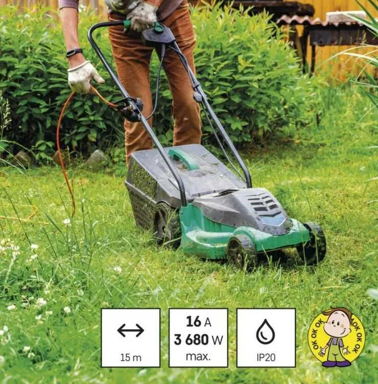 Emos Ilgiklis 1 lizdo 15m su įžeminimu, 3x1.5 mm² oranžinis