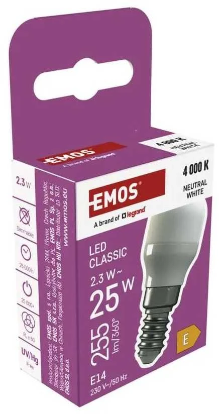 Emos LED lemputė šaldytuvui E14 2.3W (25W) 255lm neutraliai balta