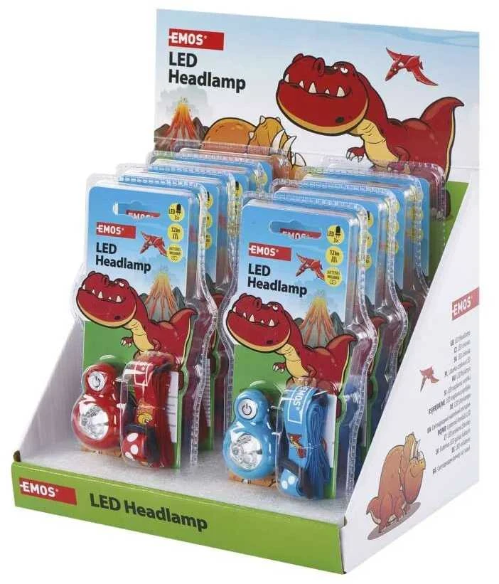 Emos Vaikiškas Žibintuvėlis ant galvos DINO, 1vnt, 2x CR2032, 12lm