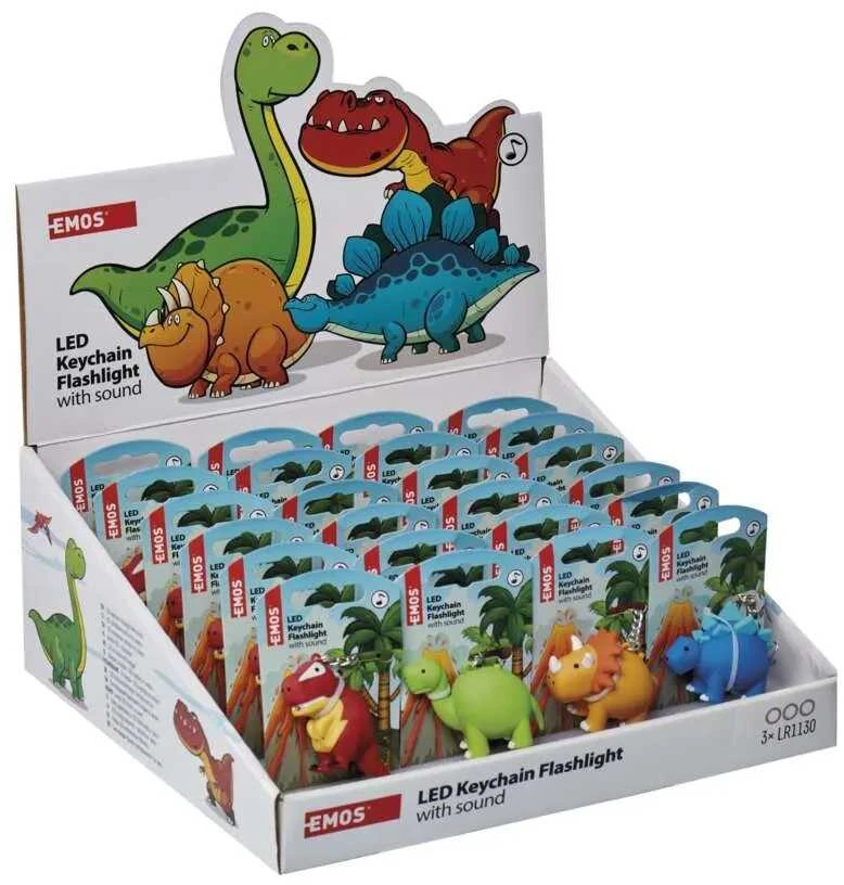 Emos Žibintuvėlis/raktų pakabukas dinozauras 1vnt, 5Lm 3xLR54, įvairių rūsių