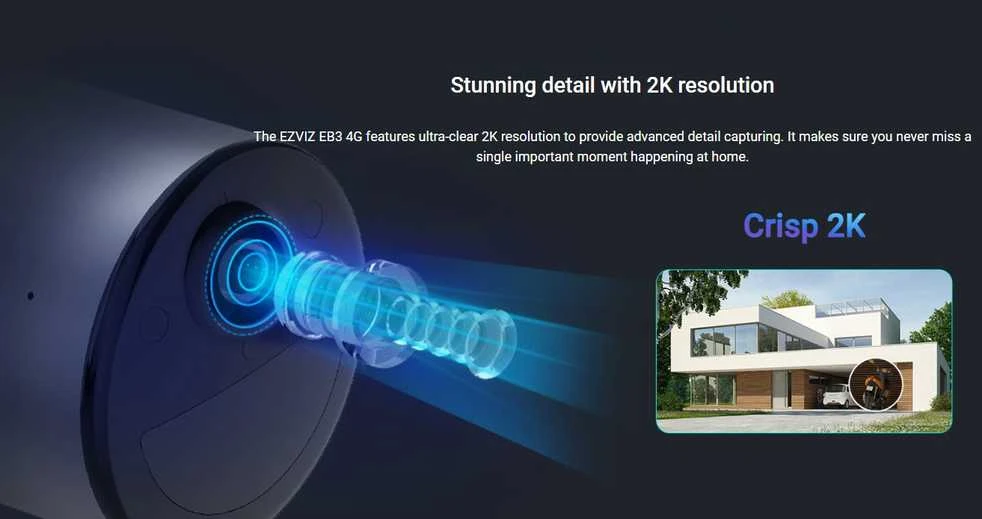 Ezviz Kamera su 4G LTE, 3MP, su SIM kortelės lizdu, belaidė, 3MP, USB C, MicroSD iki 512GB
