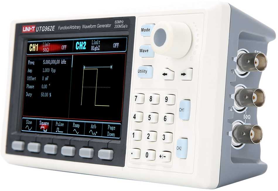 Funkcinis ir laisvos formos signalų generatorius, 30MHz; 2 kanalai, 14bit, 200 MSa/s, LCD TFT 4,3"; UNI-T