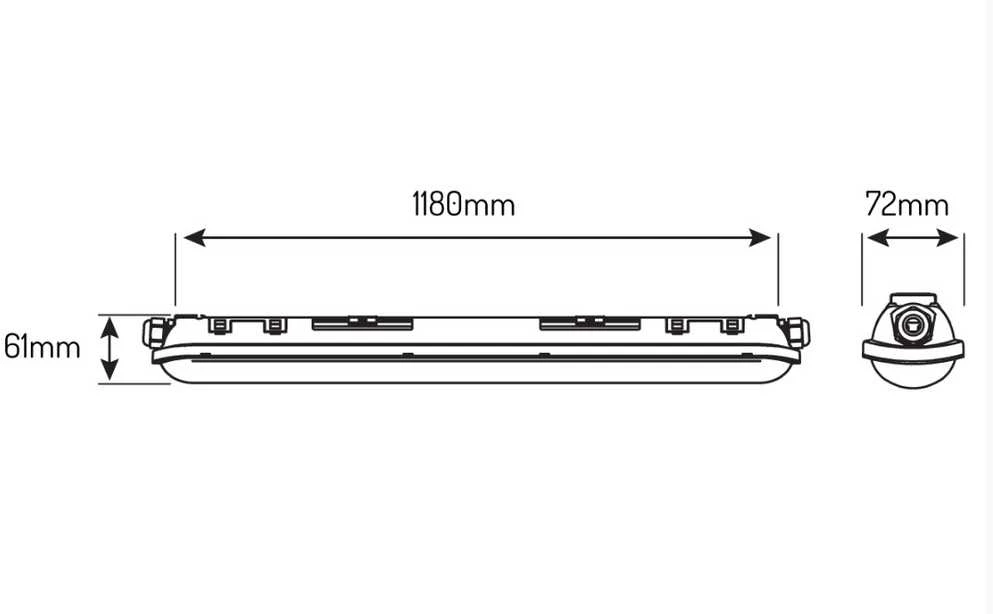 Montis Hermetinis šviestuvas TRI-PROOF, 230Vac, 40W, 150lm/W, 118cm, IP65, IK08, 5000K, LINKER, LED line PRIME