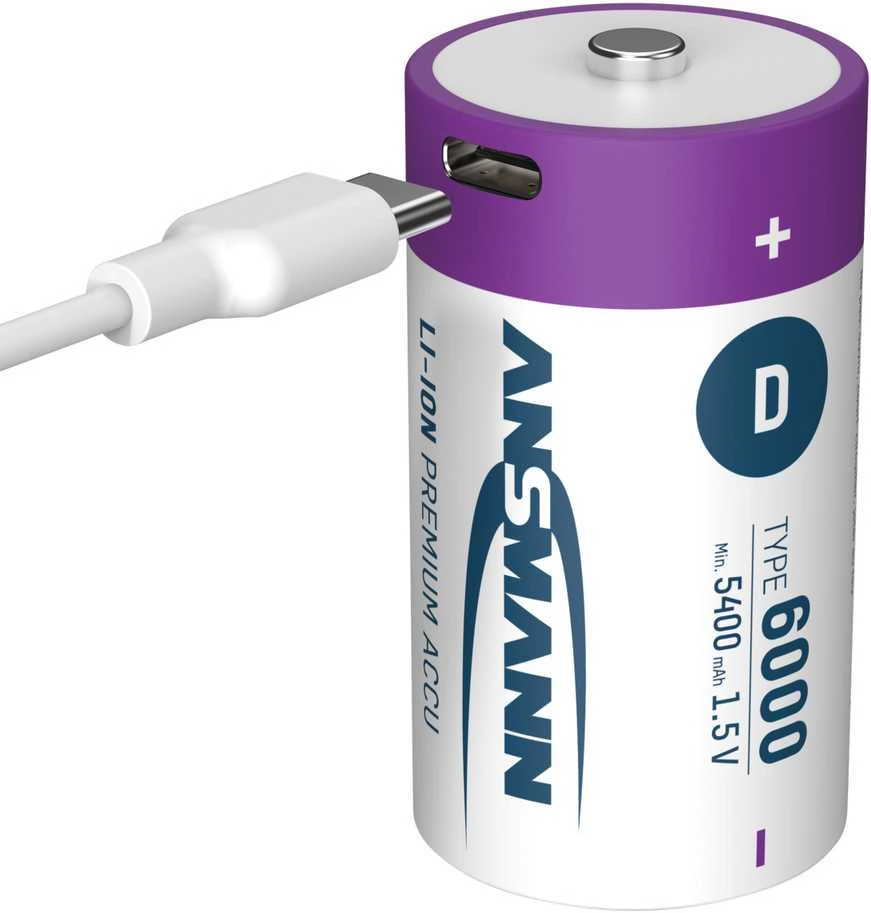 ANSMANN D baterija su USB-C įkrovimo jungtimi