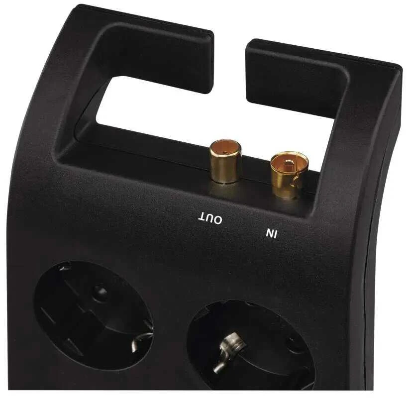 Ilgiklis su apsauga nuo viršįtampių (1800J) 8 lizdų, 3m, TV antenos (IEC), RJ45 apsaugos, juodas EMOS