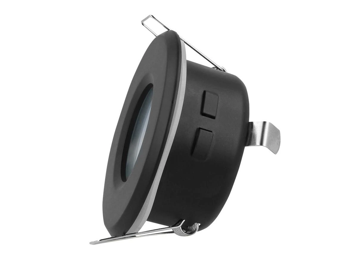 Įmontuojamas šviestuvas, MR16/GU10, apvalus, juodas, hermetinis IP44, LED LINE