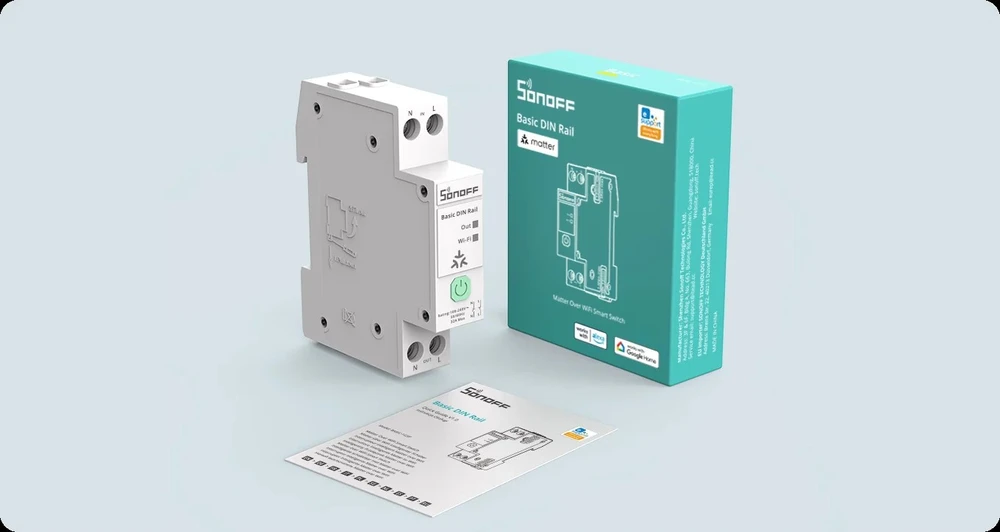 SONOFF Basic 1GSP išmanioji Wi-Fi DIN bėgelio relė 32A