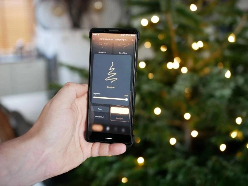 Išmani LED lauko girlianda, 230Vac, 20m, 200 x LED, šiltai balta 2500K, Wi-Fi, TUYA / Smart Life, WOOX