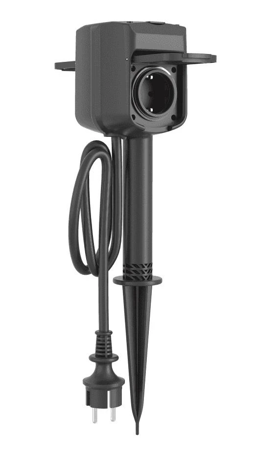 Išmanioji pastatoma dviguba rozetė lauko sąlygomis, Wi-Fi, 3680W, IP44, TUYA, WOOX