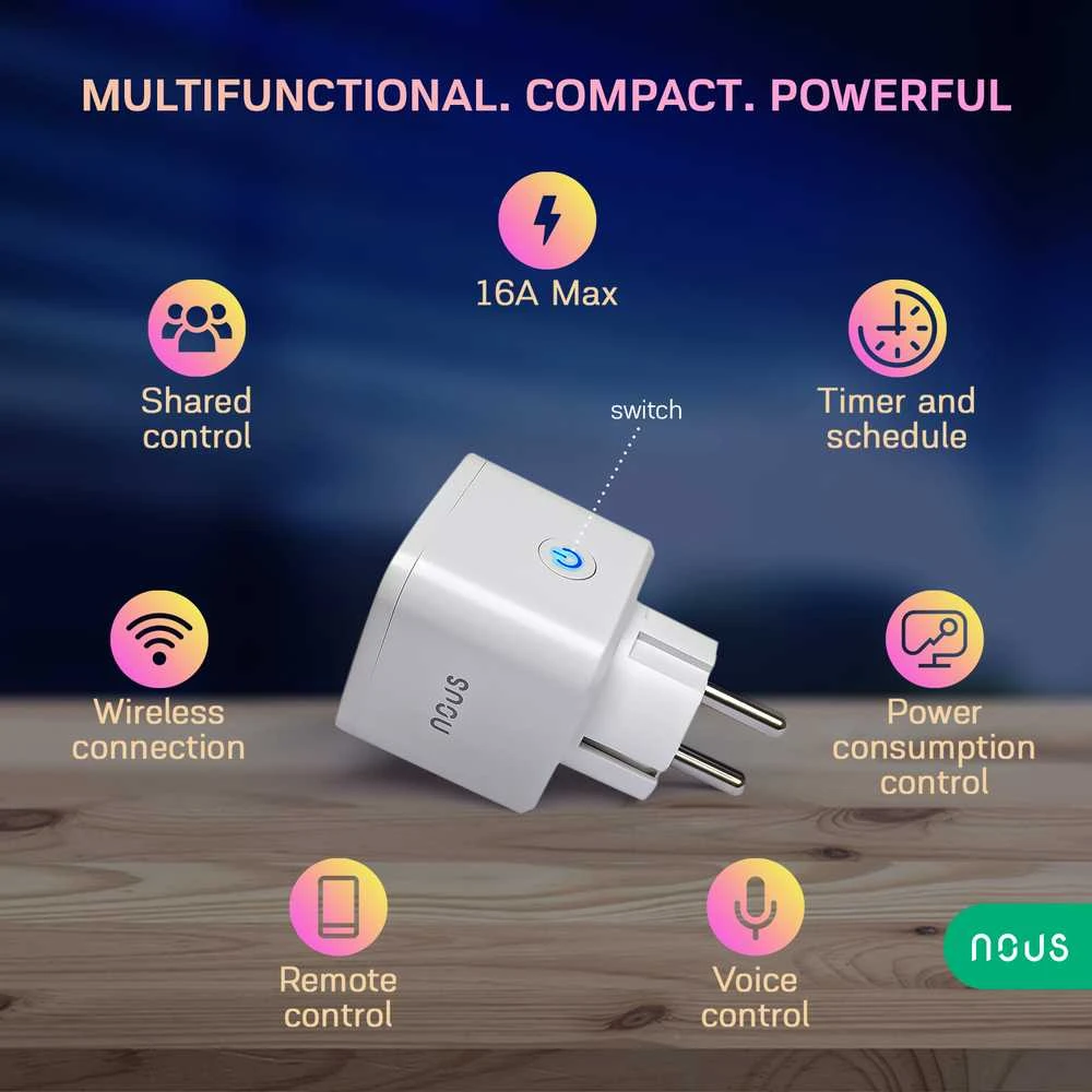 Garmin Išmanioji Wi-Fi rozetė A7, 3680W, su energijos matavimo funkcija, TUYA / Smart Life, NOUS