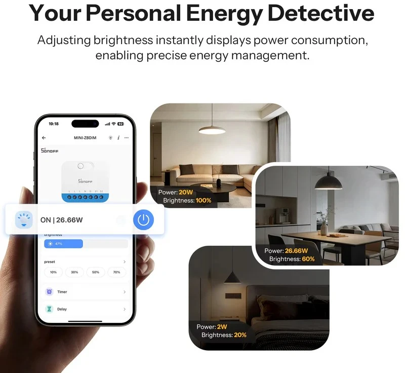 Sonoff Mini Extreme Dim išmanusis 1 kanalo Zigbee dimeris