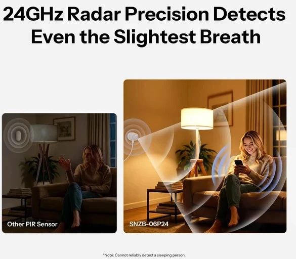SONOFF SenseGuard 24GHz Zigbee būvio sensorius (SNZB-06P24)