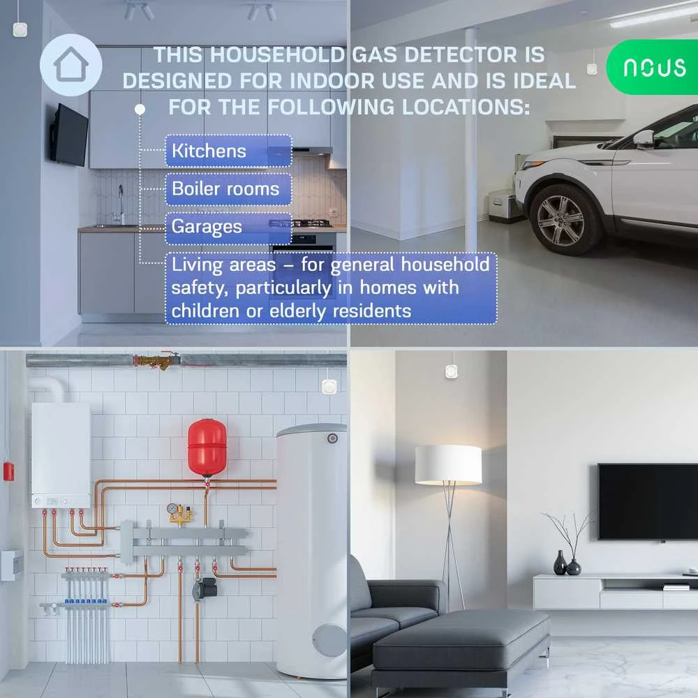 Išmanusis dujų nuotėkio jutiklis NOUS E9, ZigBee, TUYA
