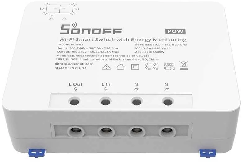 Sonoff Pow R3 1-kanalo išmani relė valdoma WiFi su energijos sunaudojimo matavimo funkcija - 230VAC 5500W