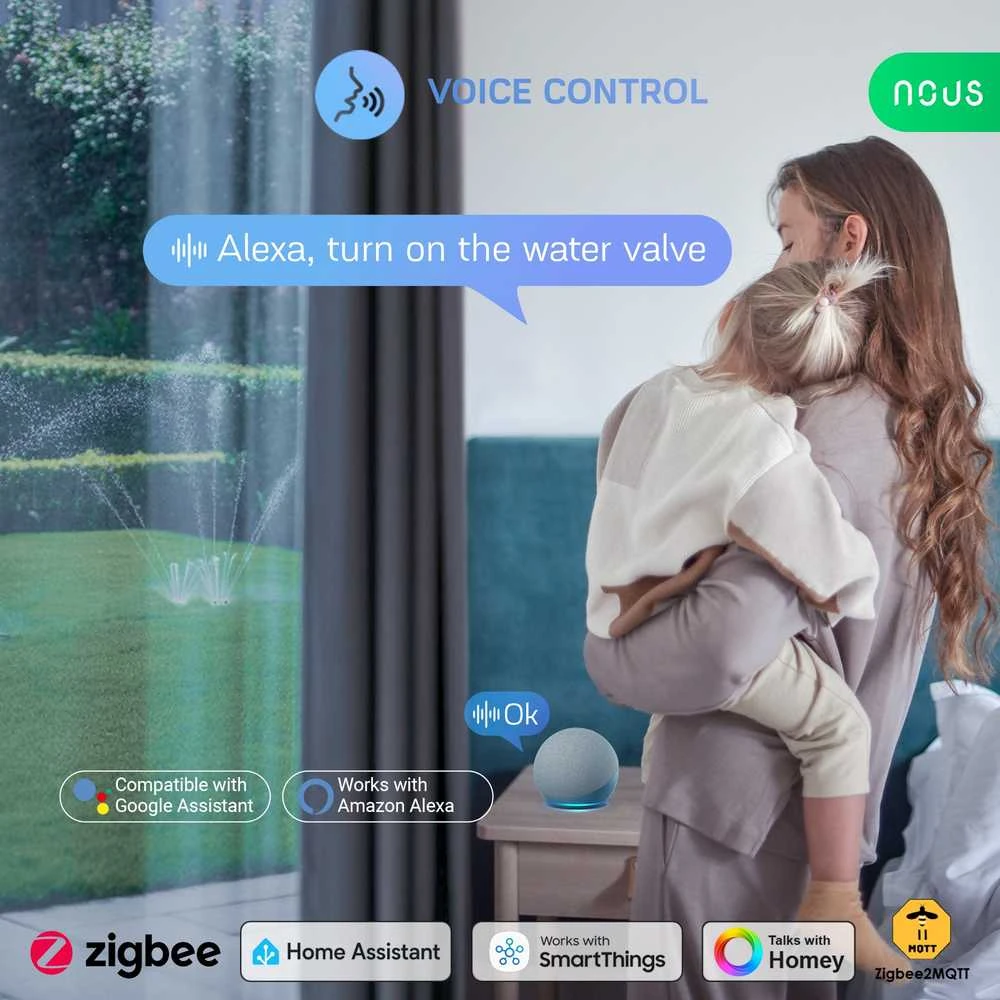 Išmanusis laistymo sistemos valdiklis NOUS L14, ZigBee 2 MQTT, TUYA