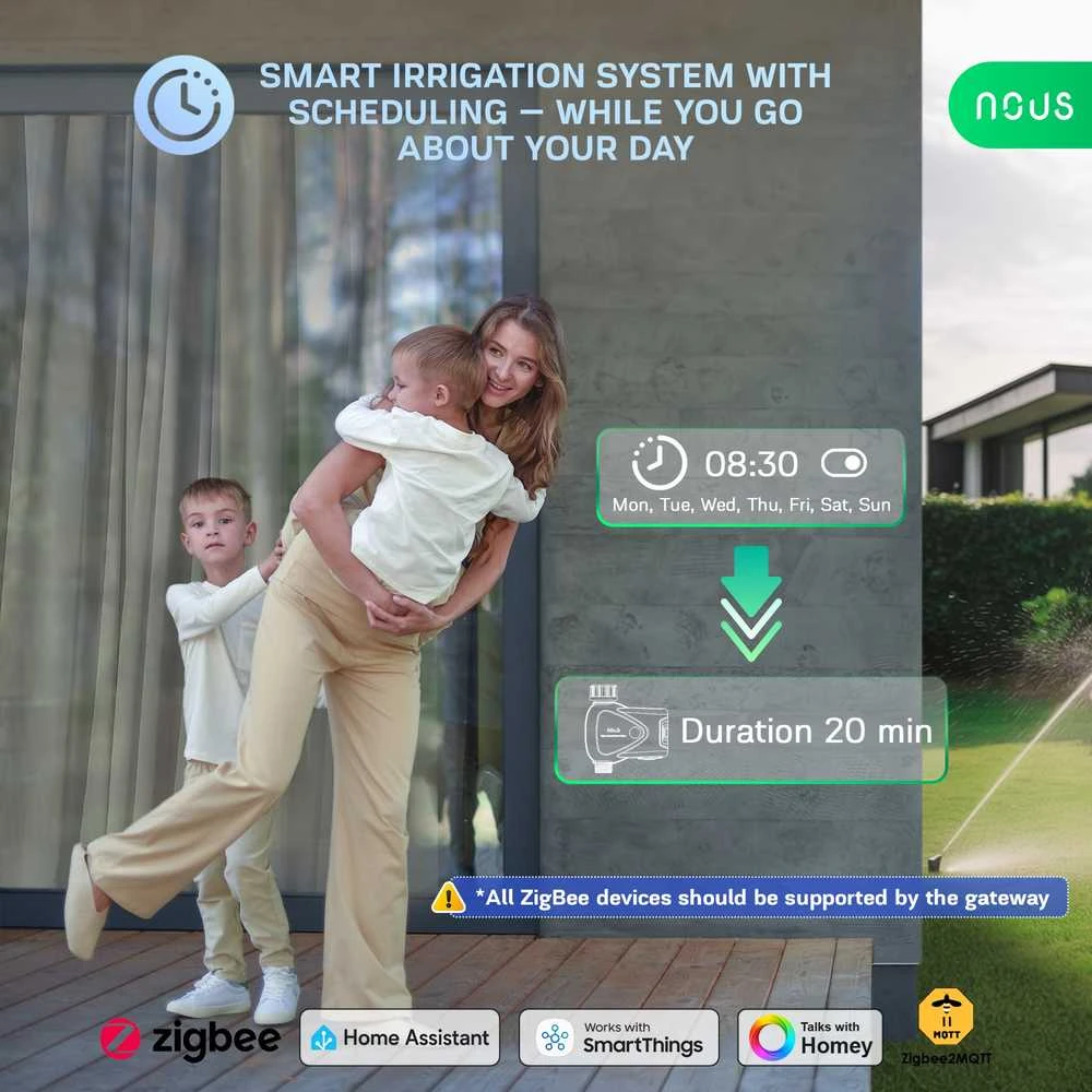 Išmanusis laistymo sistemos valdiklis NOUS L14, ZigBee 2 MQTT, TUYA