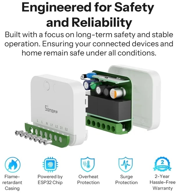 Sonoff Mini Duo 2 kanalų Wifi išmanioji relė, Matter