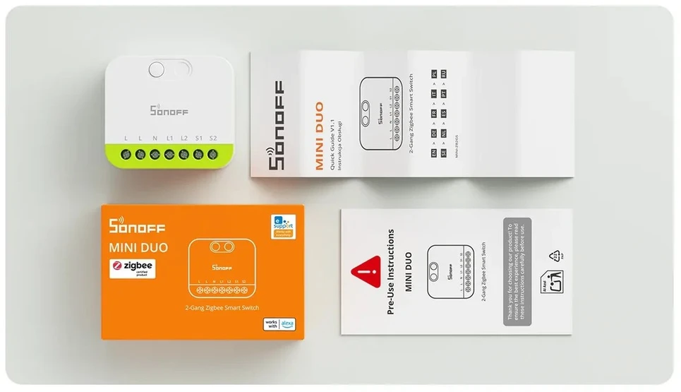 Sonoff Mini Duo 2 kanalų Zigbee 3.0 išmanioji relė