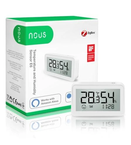 Išmanusis temperatūros ir drėgmės jutiklis E6, ZigBee, TUYA, NOUS