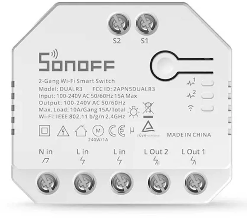 SONOFF DUALR3 Lite 2 kanalų Wifi relė su variklio valdymu