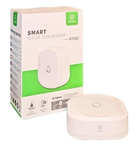 Išmanusis ZigBee TUYA bevielis patalpos vandens nuotėkio jutiklis, WOOX