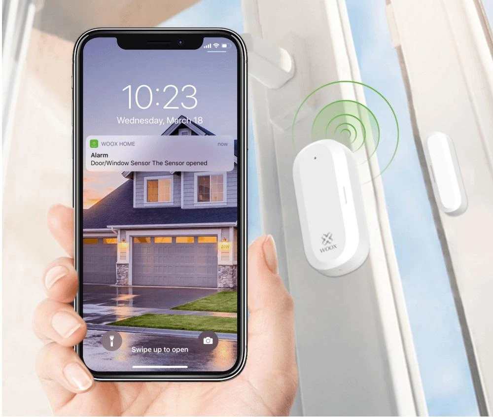 Išmanusis ZigBee TUYA bevielis patalpos durų - langų magnetinis kontaktas, WOOX
