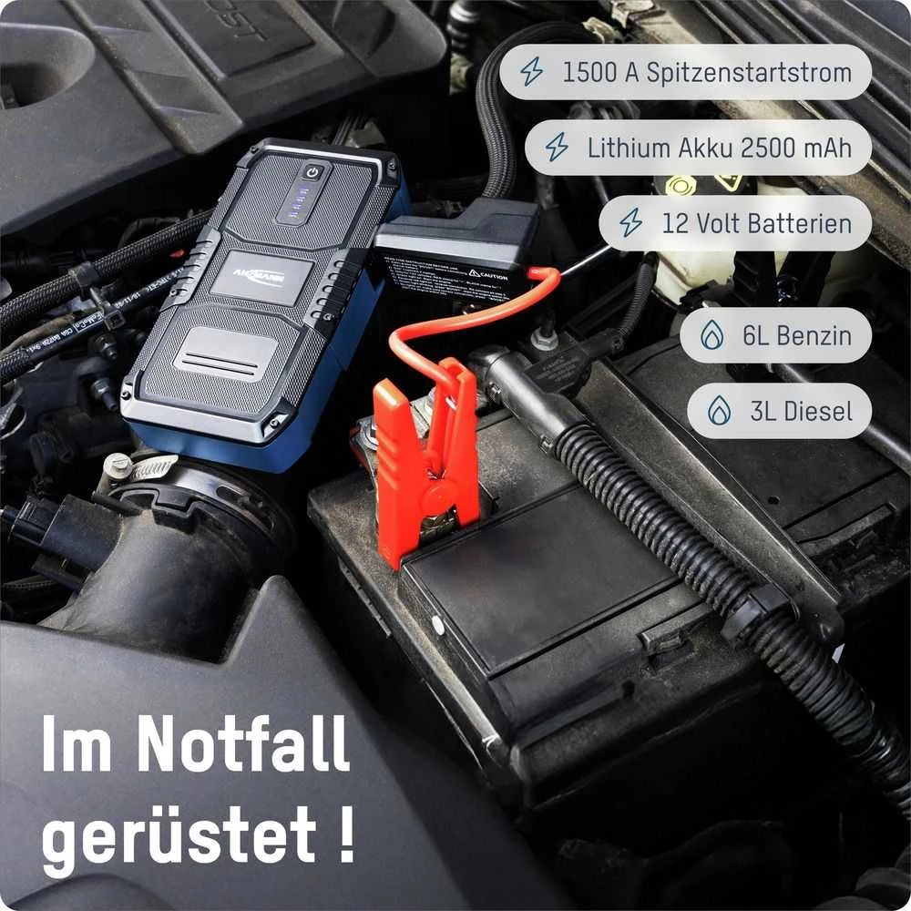 Išorinis akumuliatorius (Powerbank) su automobilio užvedimo funkcija 400A/1500A 37Wh USB-A 12W Jump Starter 10.0 ANSMANN