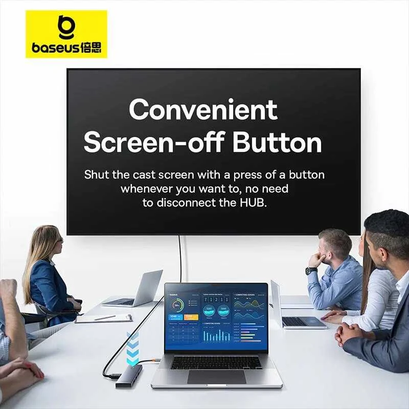 Hub 7in1 Baseus UltraJoy, USB-C – HDMI, 3xUSB 3.0, PD, SD/TF (pilka)
