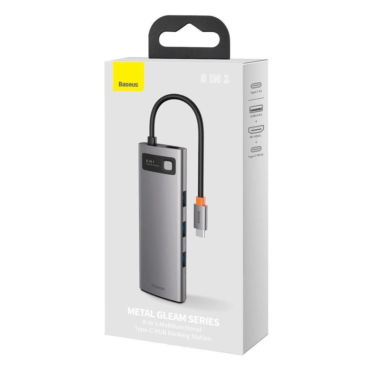 Jungčių stotelė / adapteris USB C kištukas - 8 rūšių jungtys Metal Gleam BASEUS