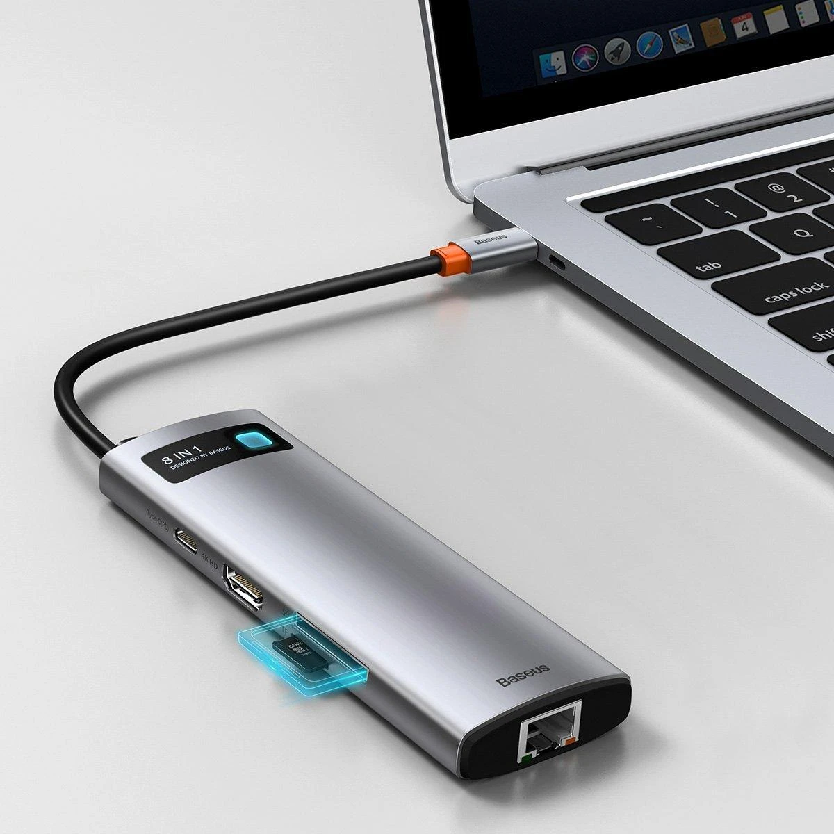Jungčių stotelė / adapteris USB C kištukas - 8 rūšių jungtys Metal Gleam BASEUS