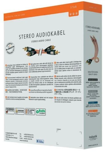 In Akustik Kabelis 2xRCA - 2xRCA kištukai 3.0m Au jungtys, inakustik STAR