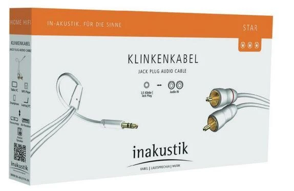 In Akustik Kabelis 2xRCA - 3.5mm stereo kištukai 3.0m Au jungtys, inakustik STAR