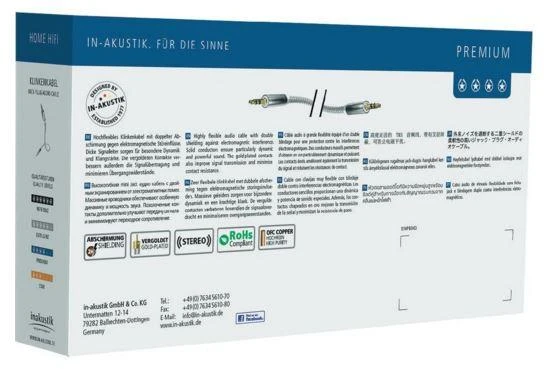 In Akustik Kabelis 3.5mm kištukas - 3.5mm kištukas 1.5m stereo, inakustik PREMIUM