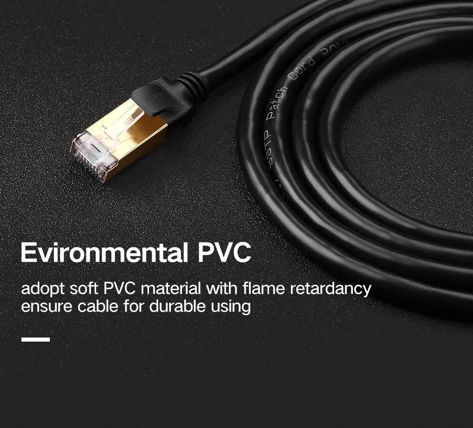 UGREEN Ethernet RJ45 plokščias tinklo kabelis Cat.7 STP 1m