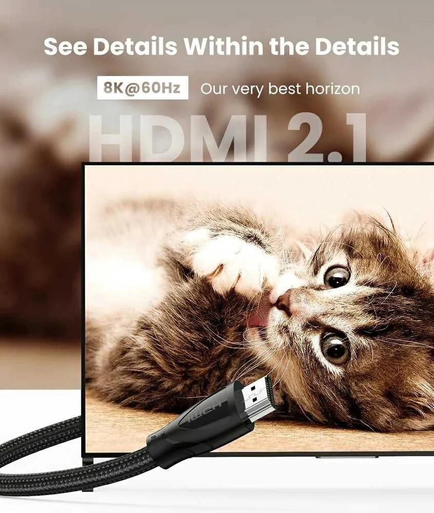 UGREEN HDMI 2.1 laidas su nailoniniu apvalkalu