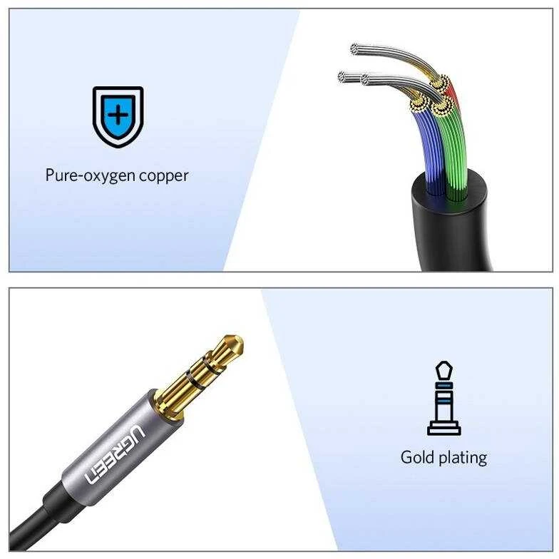 UGREEN AUX kabelio prailginimas į mini 3.5mm 2m - Juodas