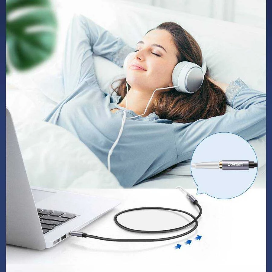 UGREEN AUX kabelio prailginimas į mini 3.5mm 2m - Juodas
