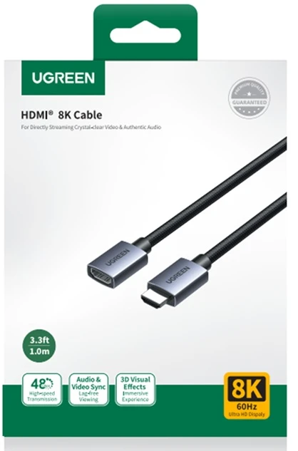 Kabelis/ilgiklis HDMI kištukas - HDMI lizdas 1m HDMI 2.1 8K@60Hz HD165 UGREEN