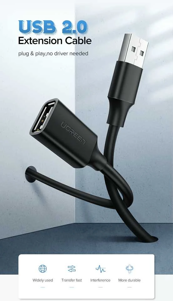 USB 2.0 ilgintuvas UGREEN US103 3m