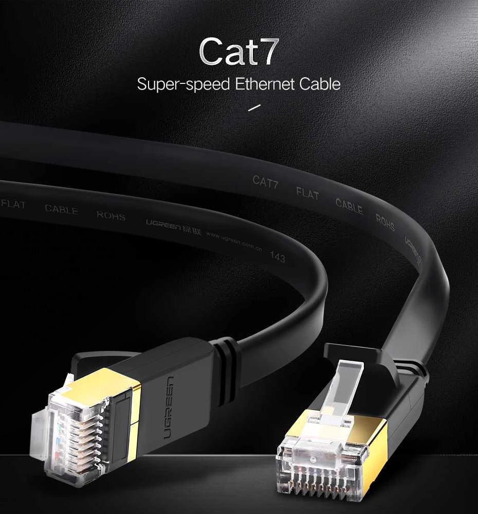 UGREEN NW106 Ethernet RJ45 plokščias tinklo kabelis Cat.7 STP 8m