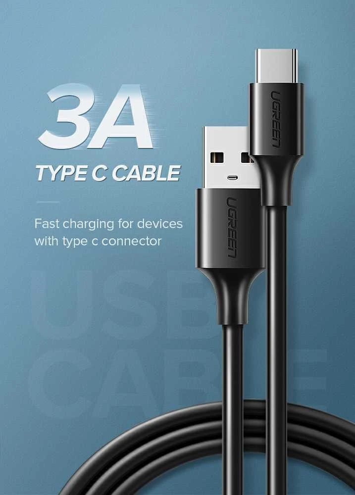 Nikeliu dengtas USB-C kabelis UGREEN 1m juodas