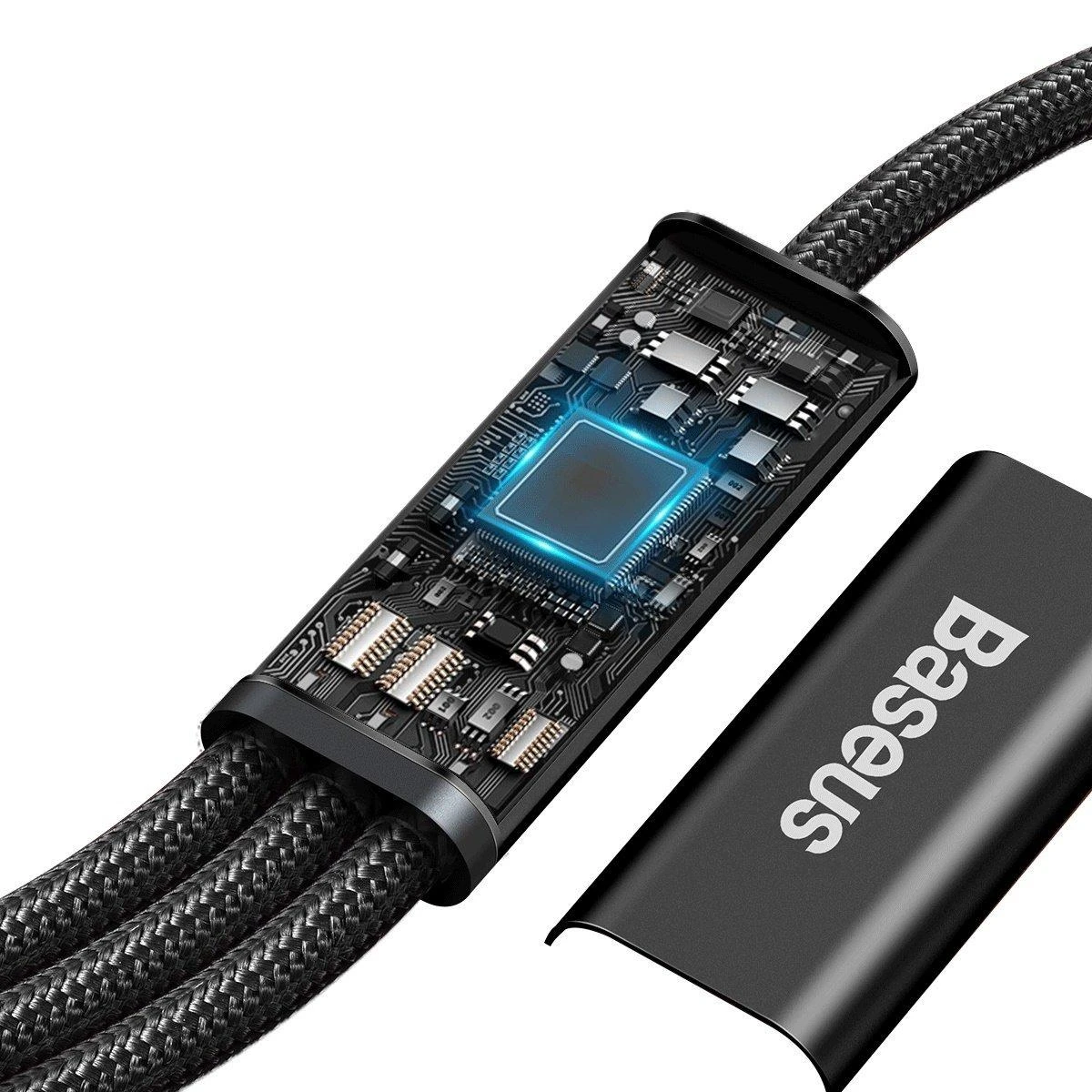 Kabelis USB C - 3 kištukai (USB C (iki 15W), micro USB (iki 10W), lightning (iki 20W)) 1.5m juodas Rapid BASEUS