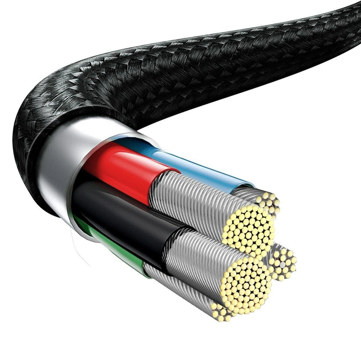 Kabelis USB C - 3 kištukai (USB C (iki 15W), micro USB (iki 10W), lightning (iki 20W)) 1.5m juodas Rapid BASEUS