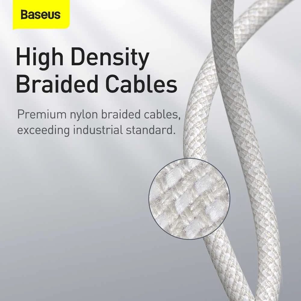„Baseus“ didelio tankio pintas greito įkrovimo duomenų kabelis Type-C iki Lightning PD 20W 2m Baltas (Baltas)
