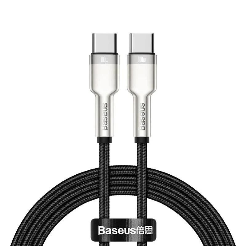Kabelis USB C - USB C 2m 100W juodas Cafule Metal BASEUS