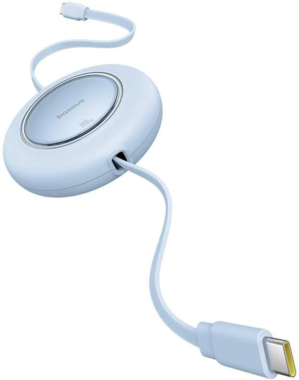 Kabelis USB C - USB C 2m 100W suvyniojamas Galaxy Mėlyna Free2Pull BASEUS